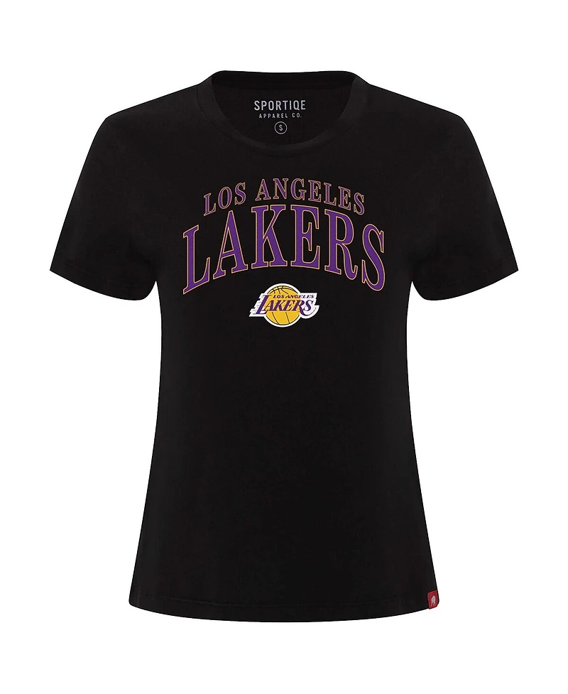Sportiqe Women's Black Los Angeles Lakers Arcadia Boxy T-Shirt