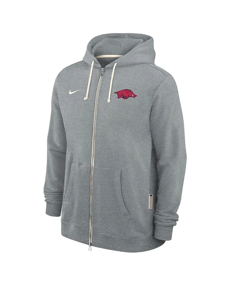Nike Men's Heather Gray Arkansas Razorbacks 2025 Sideline Performance Full-Zip Hoodie