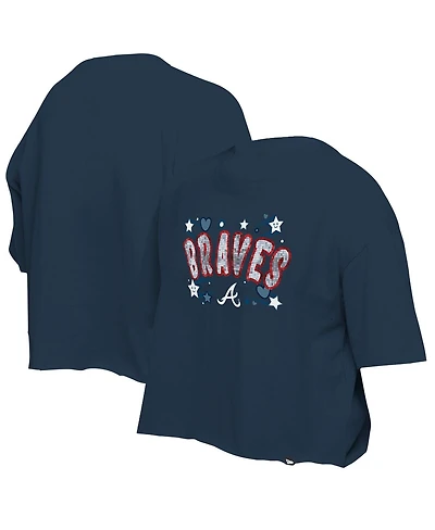 New Era Big Girls Navy Atlanta Braves Flip Sequin Team T-Shirt