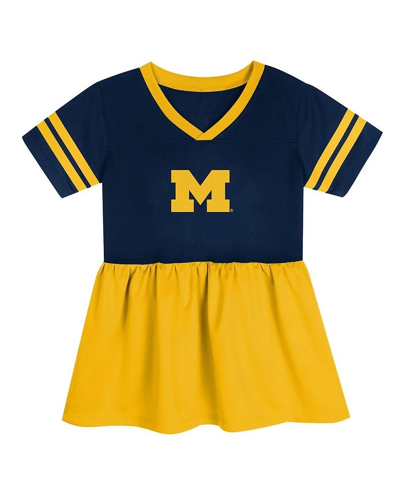 Outerstuff Girls Preschool Navy/Maize Michigan Wolverines Stadium Lights Fashion Jersey Dress