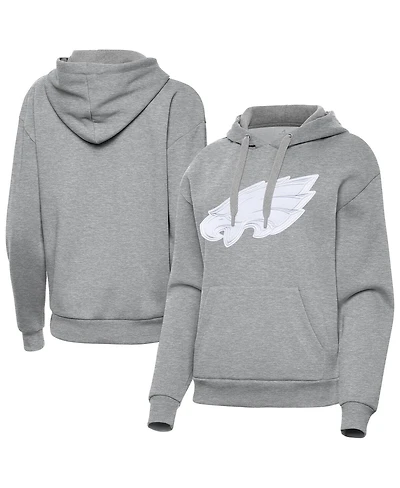 Antigua Women's Heather Gray Philadelphia Eagles Victory Pullover Hoodie
