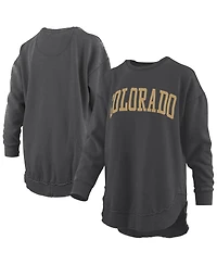 Pressbox Women's Black Colorado Buffaloes Melange Poncho Vintage Fleece Long Sleeve Pullover Sweatshirt