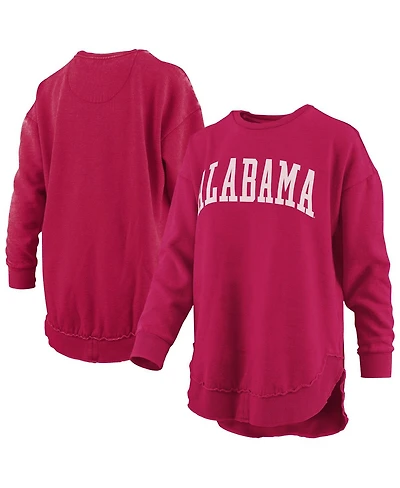 Pressbox Women's Crimson Alabama Tide Melange Poncho Vintage Fleece Long Sleeve Pullover Sweatshirt