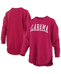 Pressbox Women's Alabama Crimson Tide Melange Poncho Vintage Fleece Long Sleeve Pullover Sweatshirt