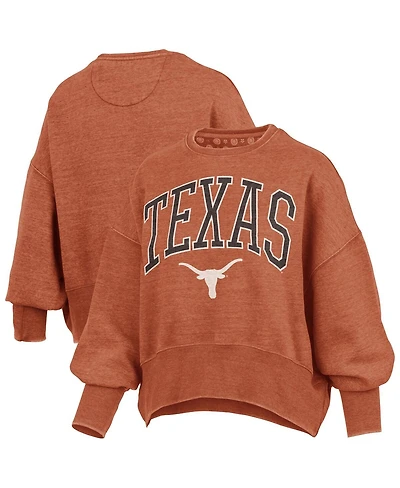 Pressbox Women's Texas Orange Longhorns Oversized Waist-Length Crewneck Sweatshirt