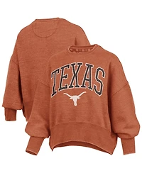 Pressbox Women's Texas Orange Longhorns Oversized Waist-Length Crewneck Sweatshirt