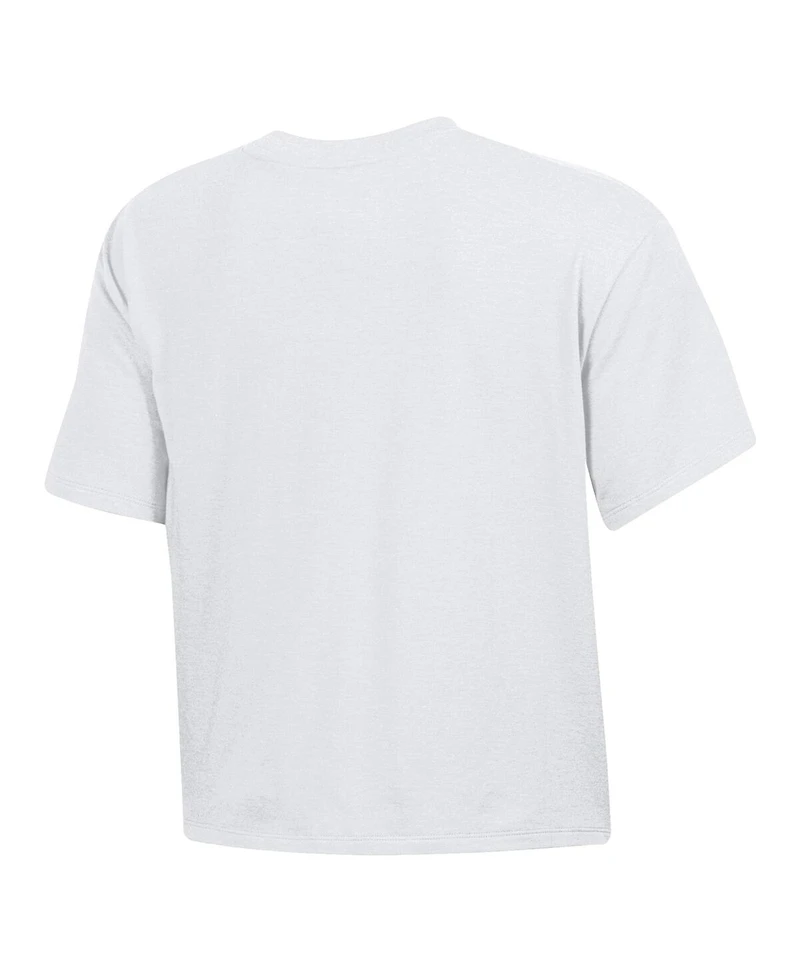 Under Armour Women's White South Carolina Gamecocks Essentials Icon Ultra-Soft Tri-Blend Boxy Cropped T-Shirt