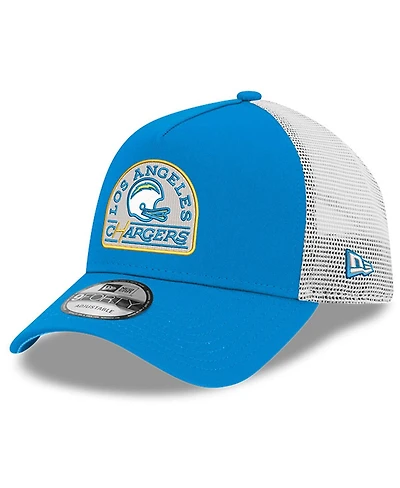 New Era Men's Powder Blue Los Angeles Chargers Charger Power A-Frame 9FORTY Trucker Adjustable Hat