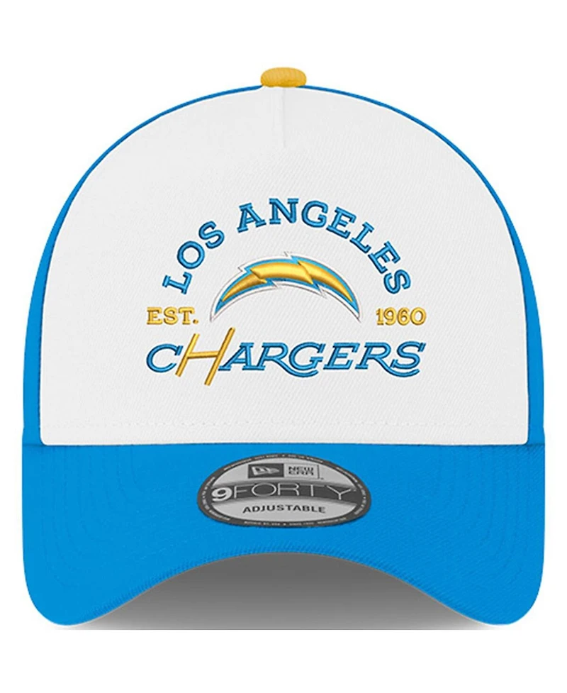 New Era Men's White/Powder Blue Los Angeles Chargers Charger Power A-Frame 9FORTY Adjustable Hat
