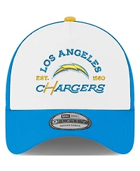 New Era Men's White/Powder Blue Los Angeles Chargers Charger Power A-Frame 9FORTY Adjustable Hat