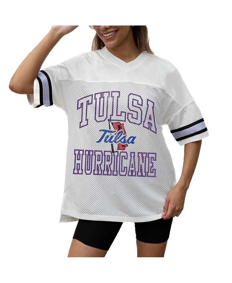 Gameday Couture Women's White Tulsa Golden Hurricane Iconic Oversized Fashion Jersey