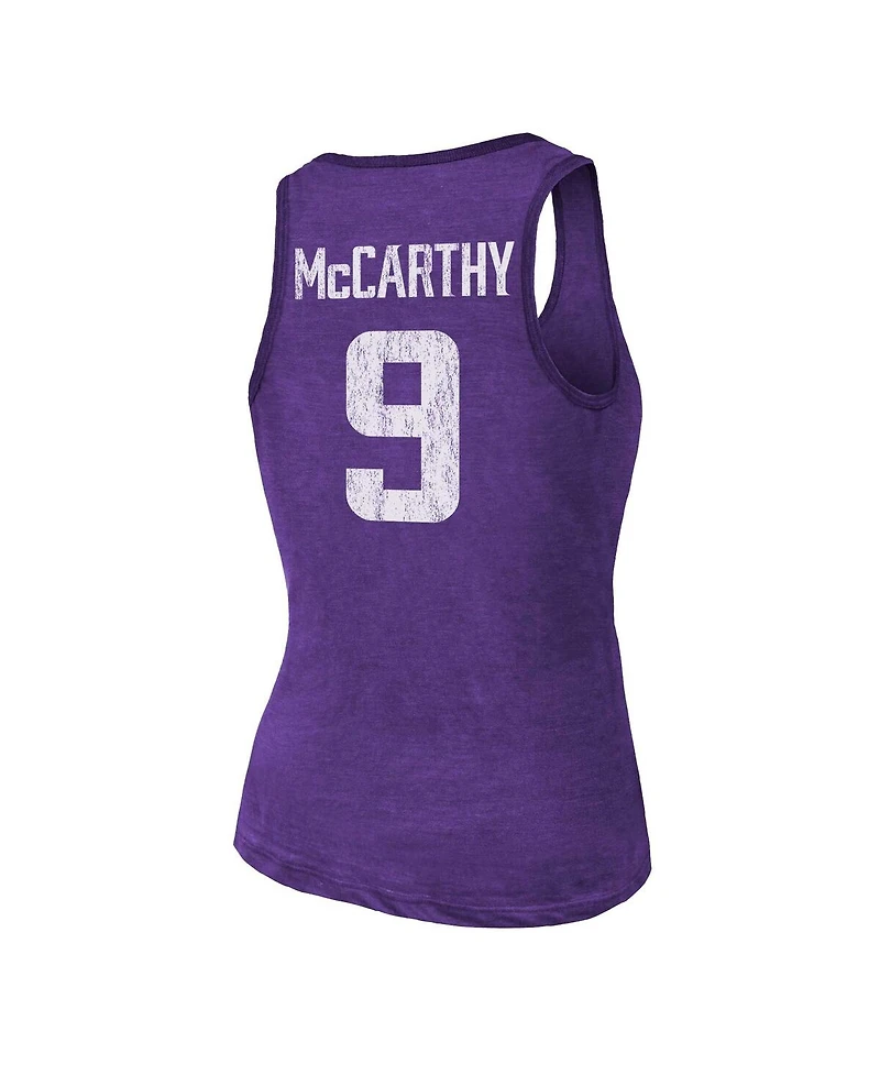 Majestic Threads Women's J.j. McCarthy Purple Minnesota Vikings Name Number Tri-Blend Scoop Neck Tank Top