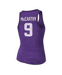 Majestic Threads Women's J.j. McCarthy Purple Minnesota Vikings Name Number Tri-Blend Scoop Neck Tank Top
