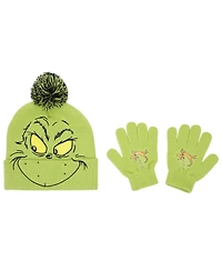 Bioworld Big Boys 2-Piece Rib Knit Grinch Hat and Matching Glove Set