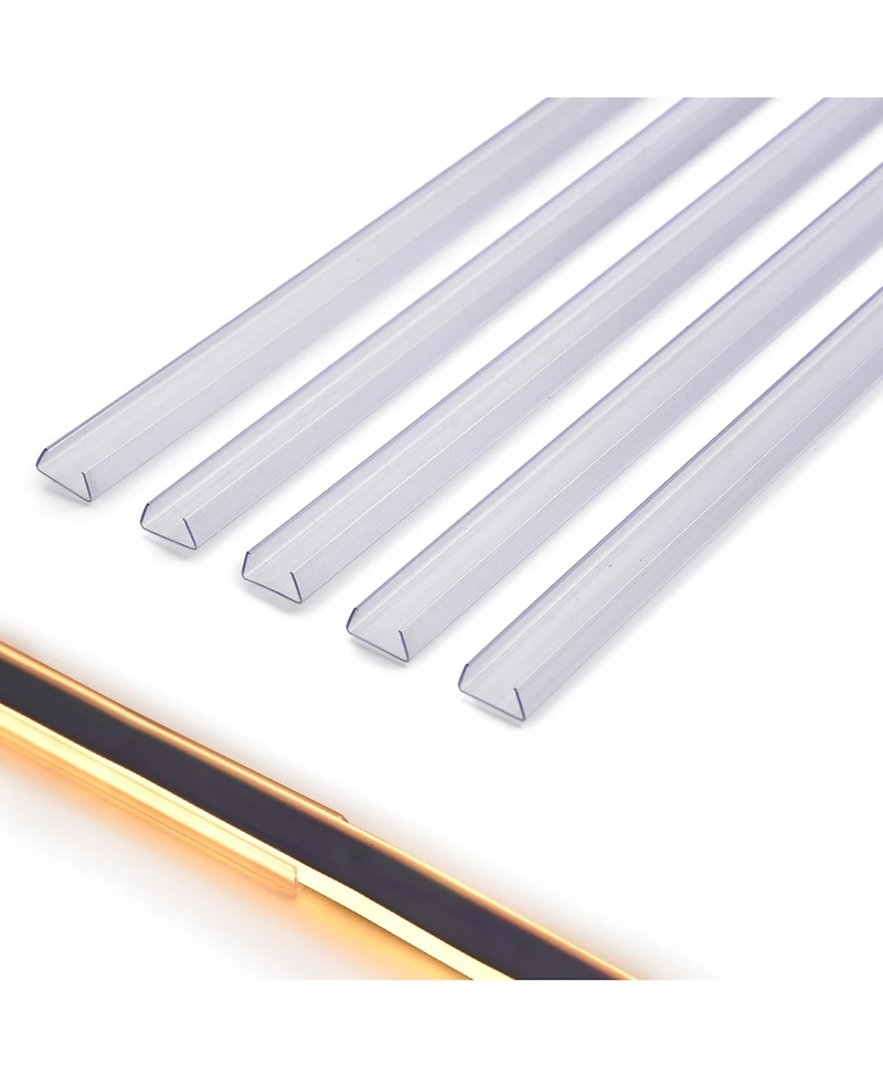 DELight 50FT Warm White Neon Rope Lights with 2" Plastic U Channel System 10PCS,Remote Control Ac 110V Waterproof Cuttable Del-D1M50W