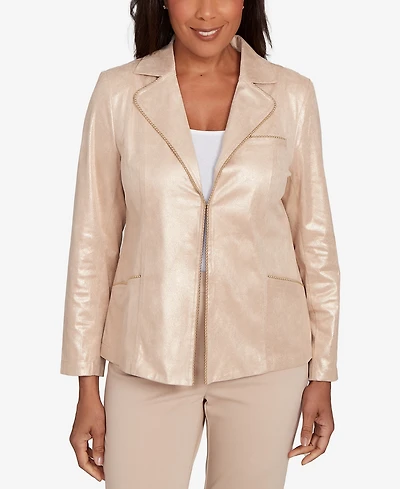 Alfred Dunner Petite Faux Suede Shimmer Jacket