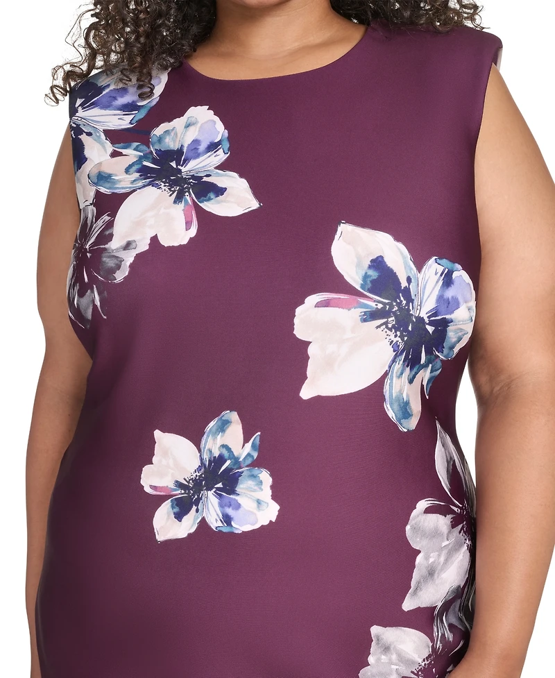 Calvin Klein Plus Printed Scuba Sheath Dress