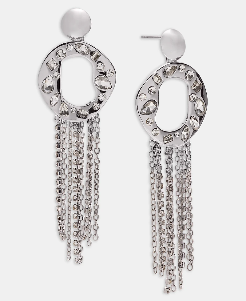 I.n.c. International Concepts Crystal Circle & Fringe Statement Earrings, Macy's Exclusive