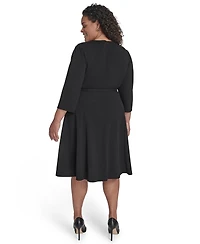 Jessica Howard Plus Jewel Neck Fit and Flare Dress