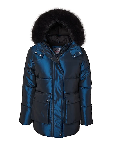 Kensie Girl Big Girls Iridescent Hooded Puffer Jacket