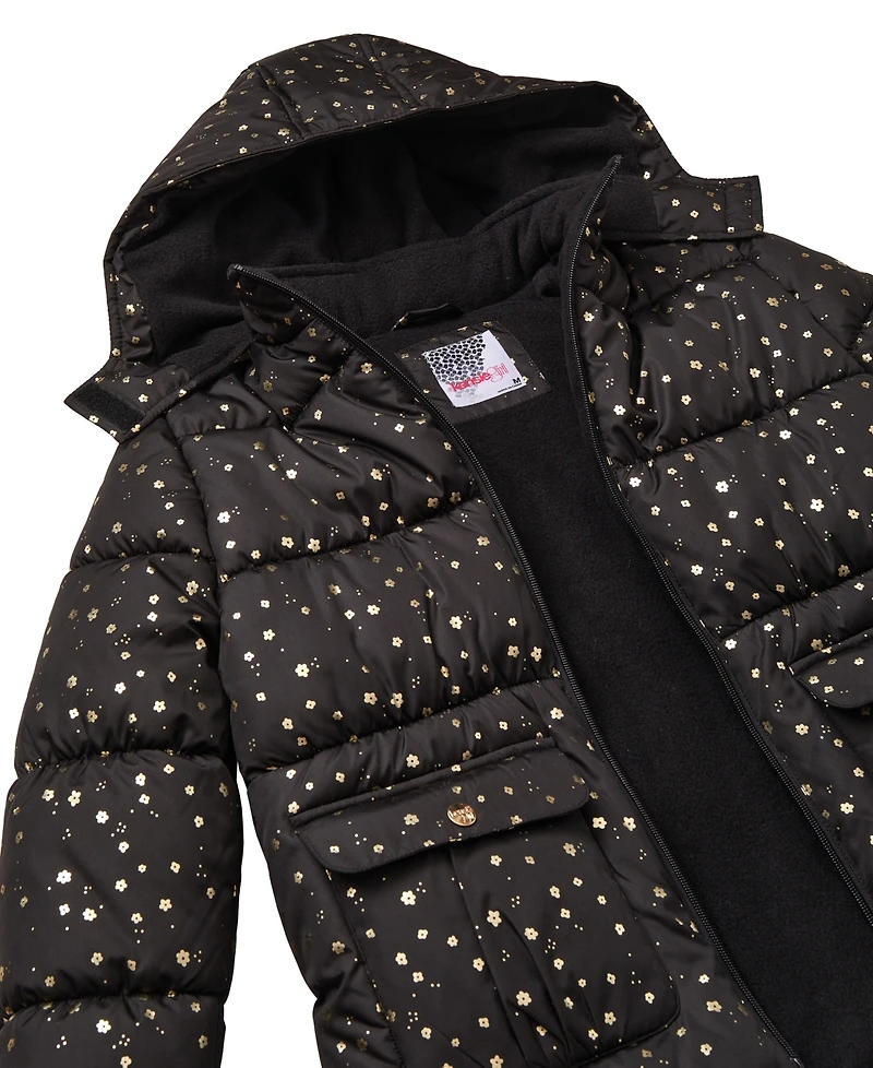 Kensie Girl Big Girls Foil Dot Puffer Jacket with Beanie