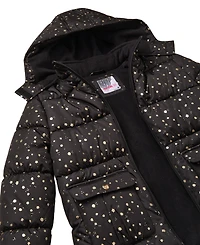 Kensie Girl Big Girls Foil Dot Puffer Jacket with Beanie