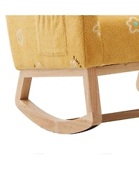 Jujabu 1-Piece Yellow Wooden Rocking Chair for Living Room Baby Kids Room
