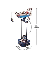 Robotime 3D Puzzle, Wooden Building Kits with Ocean Fisher Model, Diy Pendulum Toy for Kids Adults, Multicolored, 6.9"7.3"13.2"