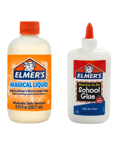 Elmer's Slime Kit Combo: Magical Liquid Slime Activator (8.75 Fl Oz) & Washable School Glue (7.625 Fl Oz) Perfect for Diy Slime Making