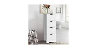Modern Farmhouse Bathroom Floor Cabinet with 4 Drawers in Wood Finish