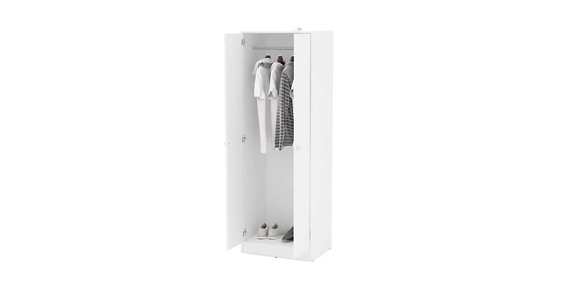 Slickblue Modern 2-Door Wardrobe Armoire Cabinet with Clothes Hanging Rod for Bedroom