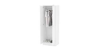 Slickblue Modern 2-Door Wardrobe Armoire Cabinet with Clothes Hanging Rod for Bedroom