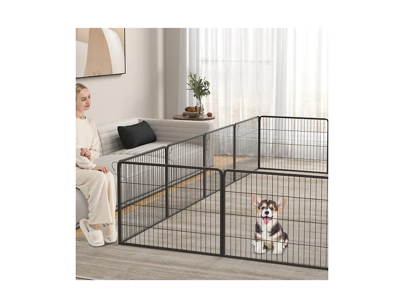 Akiudex Heavy-Duty 16-Panel Dog Playpen with Lockable Door