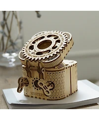 Robotime Puzzle Box 3D Wooden Puzzle Model Kits, Beige, 4.9"4"3.4"