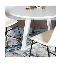 Roundhill Furniture Varna 3-Pc Round Dining Set, Trestle Dining Table with 2 Chairs, White