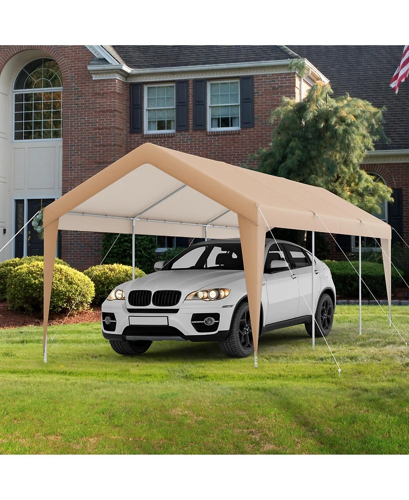 Akiudex 10x20 Ft Heavy-Duty Carport with Removable Sidewalls and Pe Canopy Cover