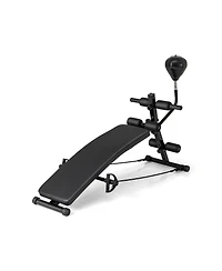 Akiudex Adjustable Sit Up Bench with Speedball and Resistance Bands for Home Workout