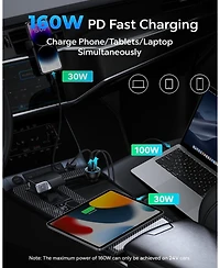 Baseus 160W Usb C Car Charger, Baseus Type C Car Charger, QC5.0 PD3.0 Pps 3 Ports Super Fast Charging Car Phone Charger Adapter