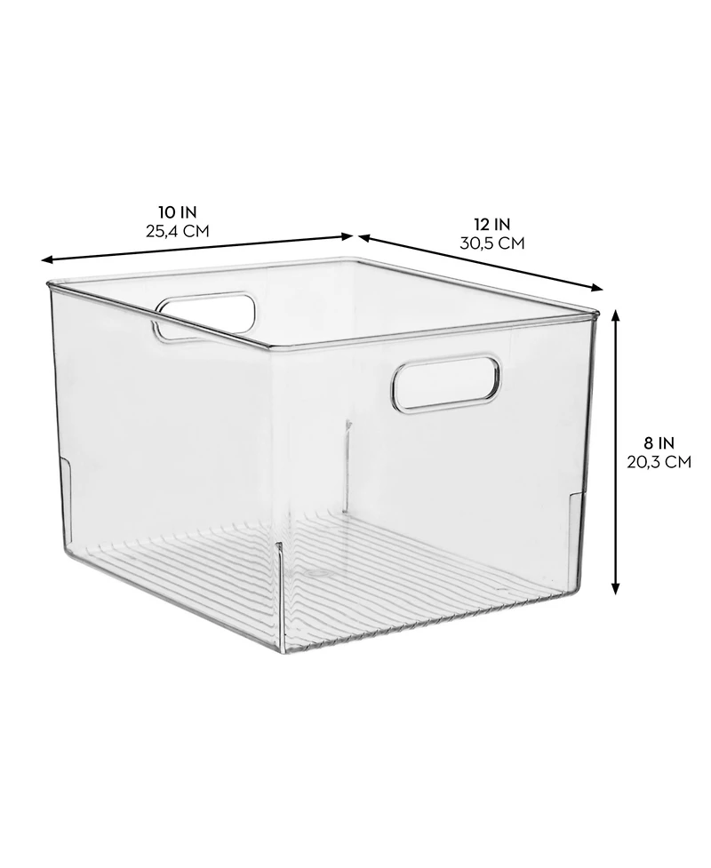 iDesign Storage Bin with Handles for Kitchen, Bathroom, or Home Office, Set of 2, Clear, Made in Usa