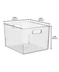 iDesign Storage Bin with Handles for Kitchen, Bathroom, or Home Office, Set of 2, Clear, Made in Usa
