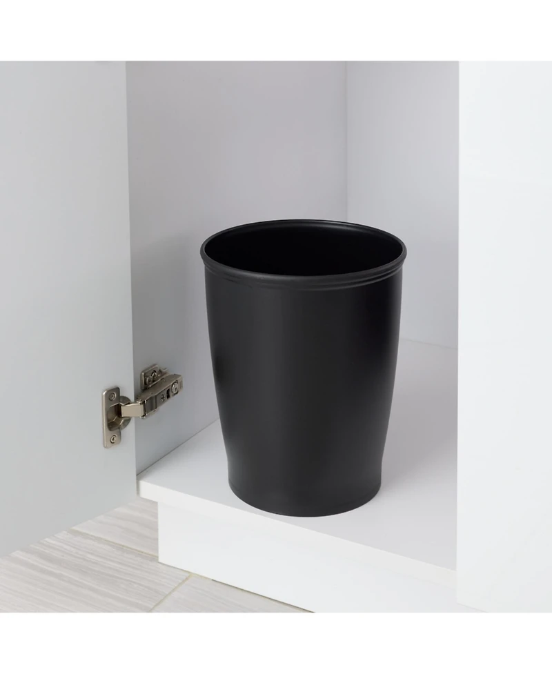 iDesign Round Plastic Bathroom Trash Cans - Set of 2 - Black - Made in Usa