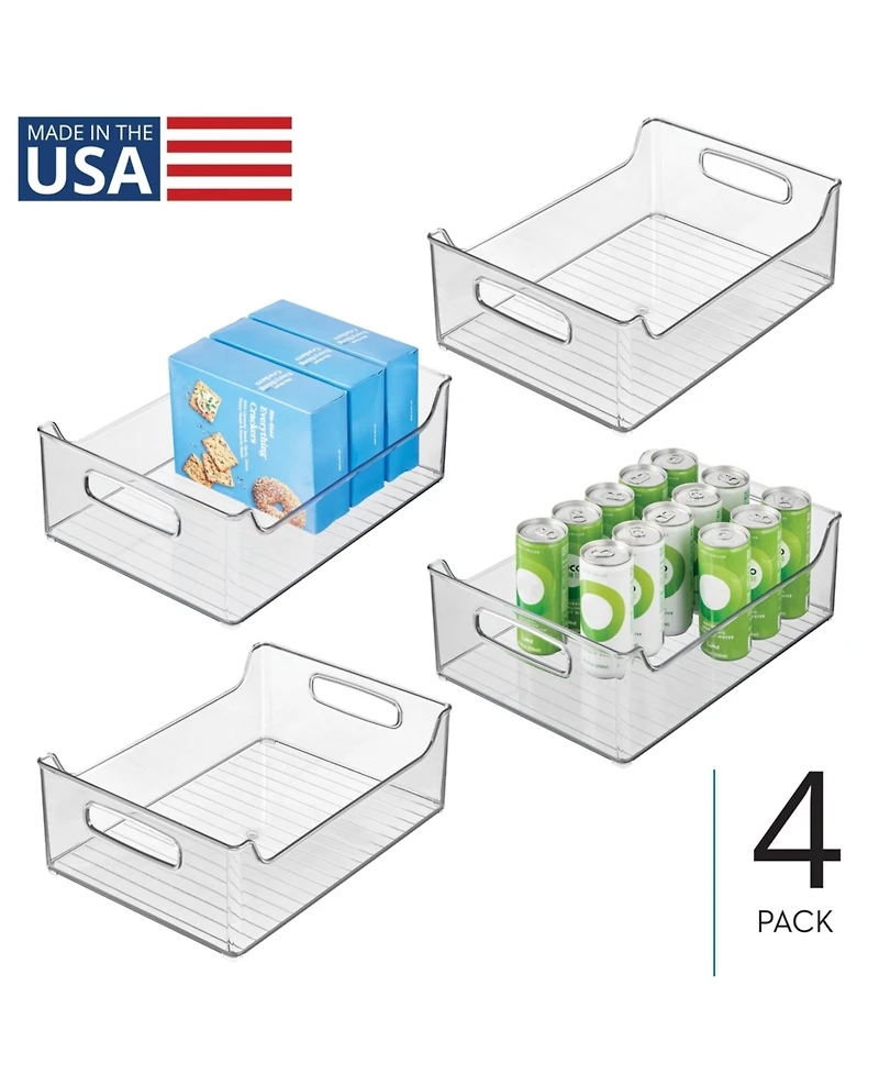 iDesign Plastic Stackable Pantry Bin with Handles, Set of 4, Clear, Made in Usa