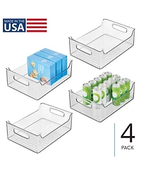 iDesign Plastic Stackable Pantry Bin with Handles, Set of 4, Clear, Made in Usa