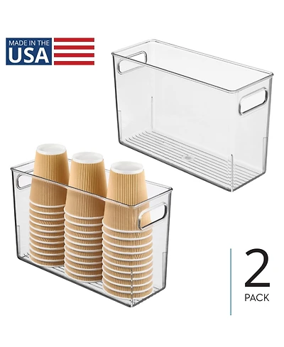 iDesign Plastic Storage Bin with Handles - Set of 2 - Clear