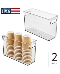 iDesign Plastic Storage Bin with Handles - Set of 2 - Clear