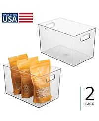 iDesign Plastic Storage Bin with Handles - Set of - Clear