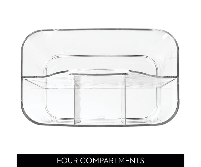 iDesign 4-Section Storage Caddy with Handle, Set of 2, Clear, Made in Usa