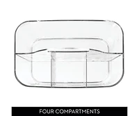 iDesign 4-Section Storage Caddy with Handle, Set of 2, Clear, Made in Usa