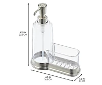 iDesign Plastic Kitchen Sink Caddy with Soap Dispenser - Clear/Brushed