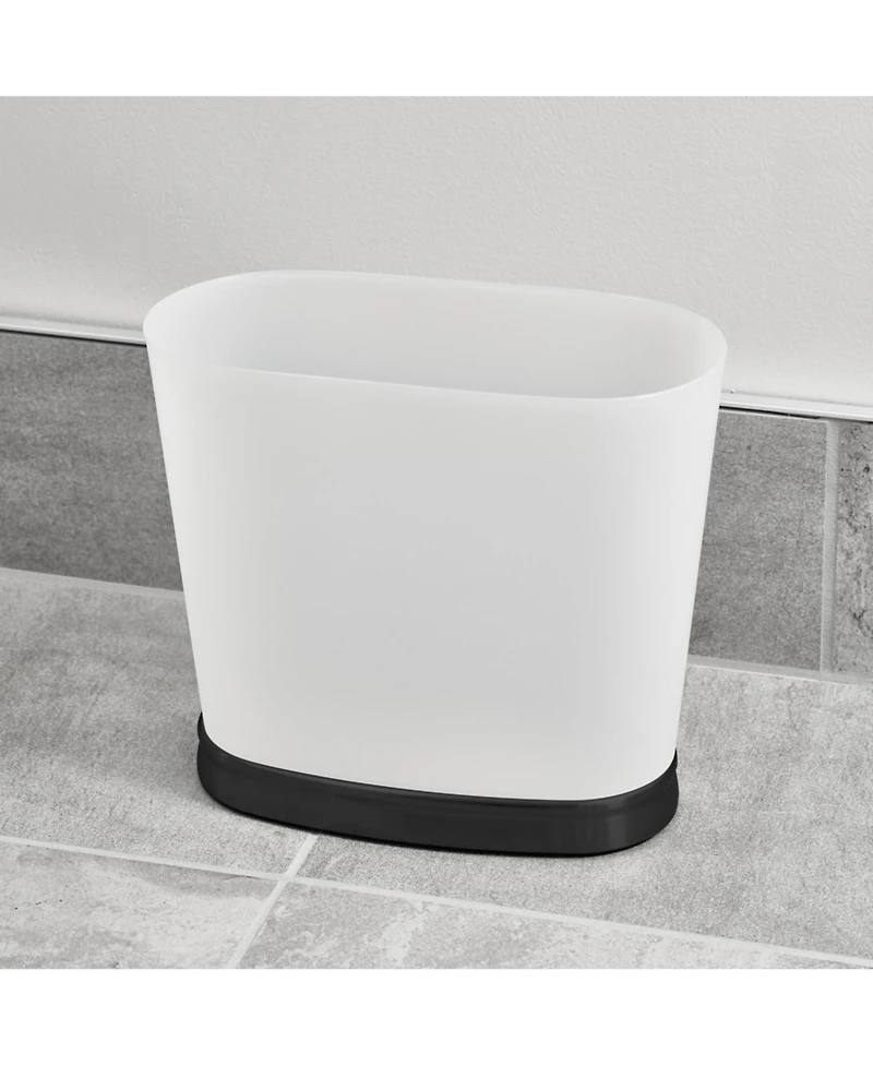 iDesign mSmall Oval Bathroom Trash Can - Frost/Matte Black - Made in Usa